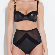 Ava Slip mit hoher Taille aus Leder und Wildleder