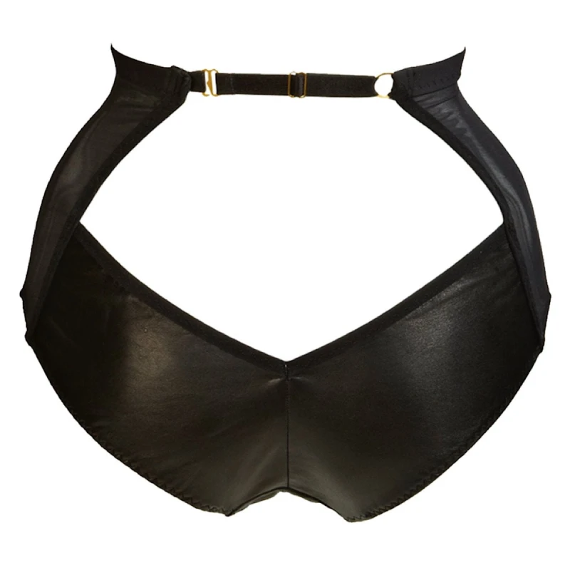 Ava Slip mit hoher Taille aus Leder und Wildleder