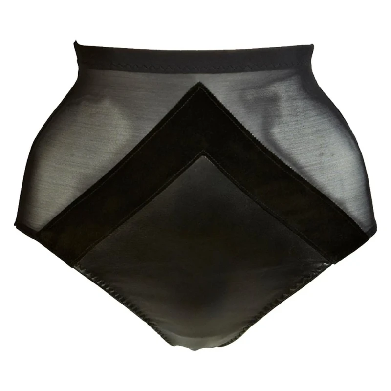 Ava Slip mit hoher Taille aus Leder und Wildleder