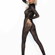 Catsuit mit Leoparden Flock