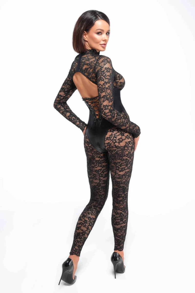 Enigma Spitzen Catsuit mit Unterbrustmieder