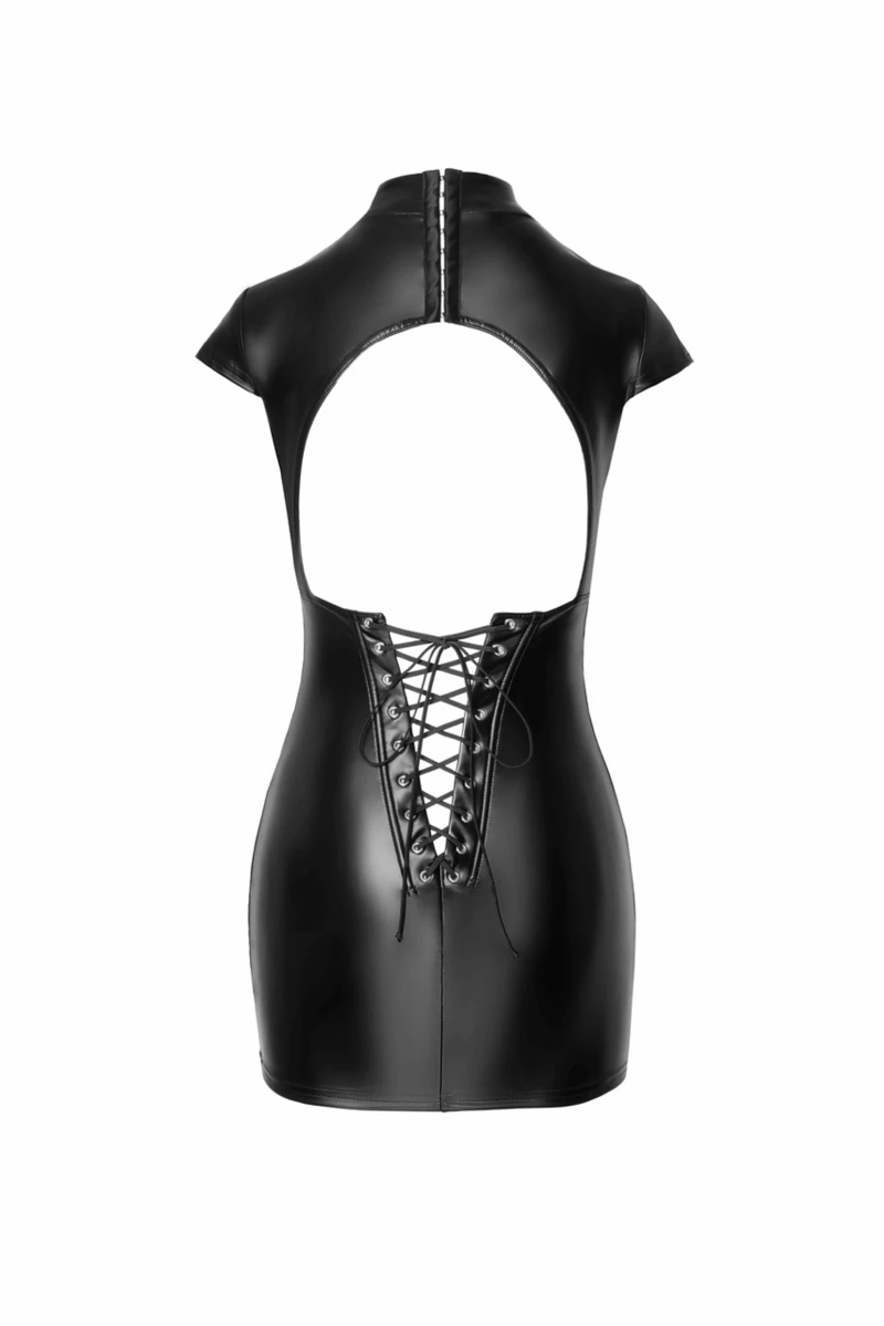 Fantasievolles Wetlook Minikleid mit Schnürung am Rücken