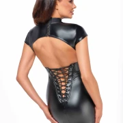 Fantasievolles Wetlook Minikleid mit Schnürung am Rücken