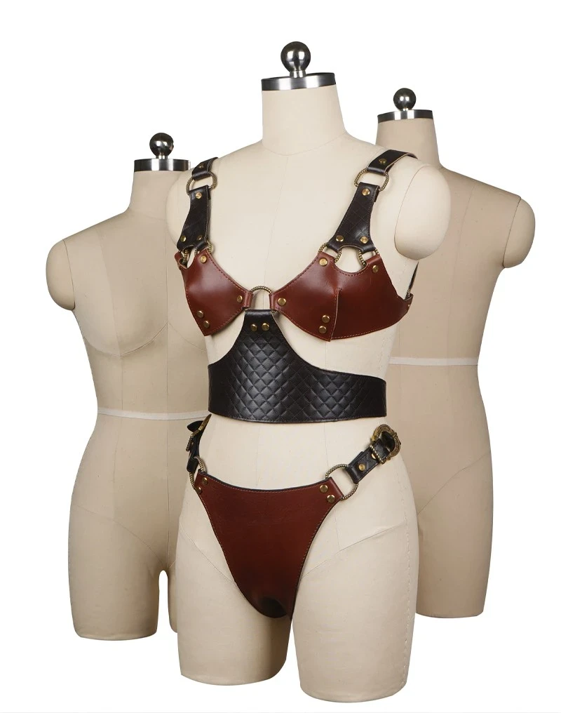 LIEBE SEELE - LEDER BUSTIER - SCHWARZ, BRAUN & GOLD