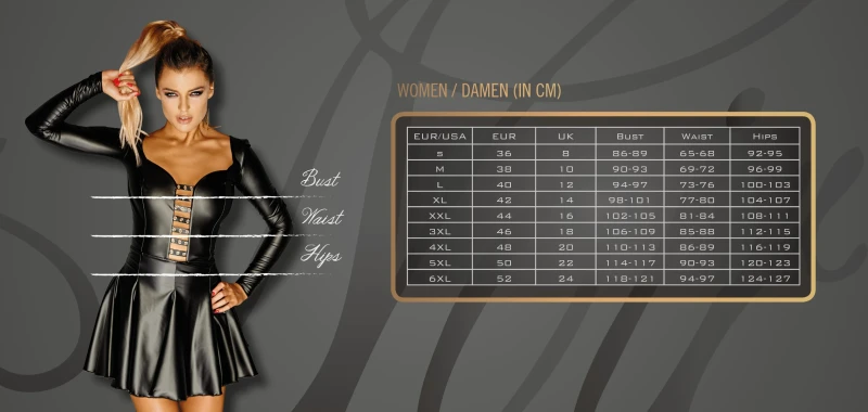 Minikleid aus Spitze und Powerwetlook mit Schleife