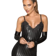 Powerwetlook Minikleid mit dekorativer Stickerei