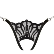 Queen of Love Deep Black - Luxus G-String Ouvert