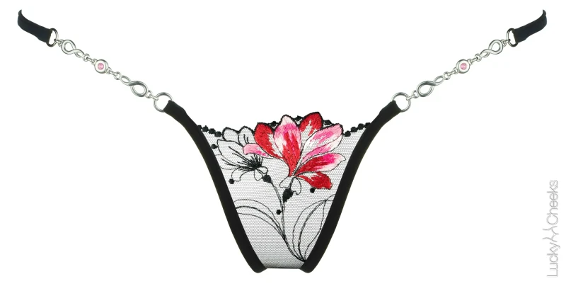 Red Flower - Schwarzer Luxus Mini G-String