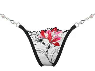 Red Flower - Schwarzer Luxus Mini G-String