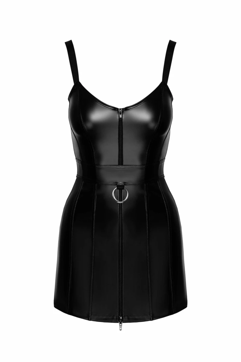 Starlet Wetlook-Minikleid mit Ringgürtel