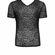 T~Shirt mit Leopardenflock und V ~ Ausschnitt