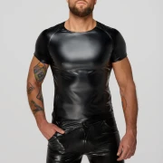 Wetlook T~Shirt mit Schlangen Wetlook Ärmeln